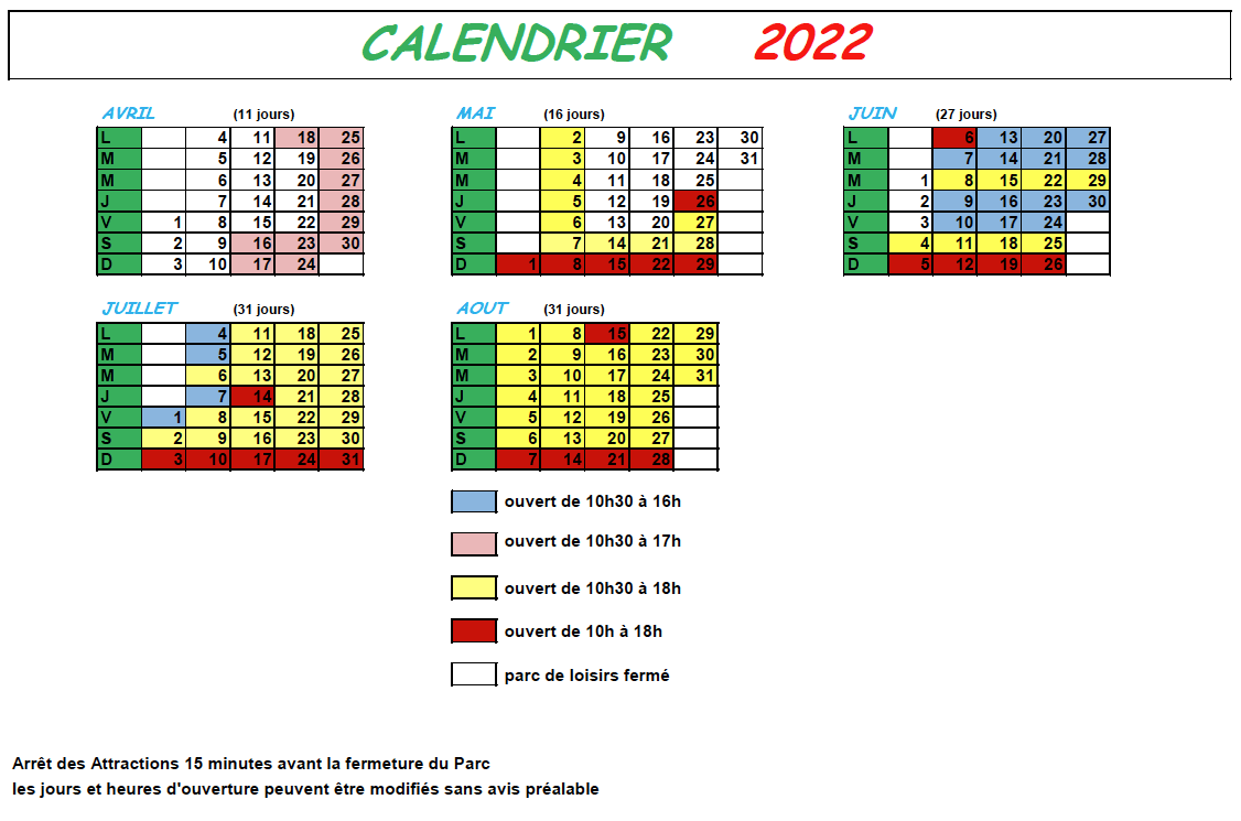 Calendrier 2019